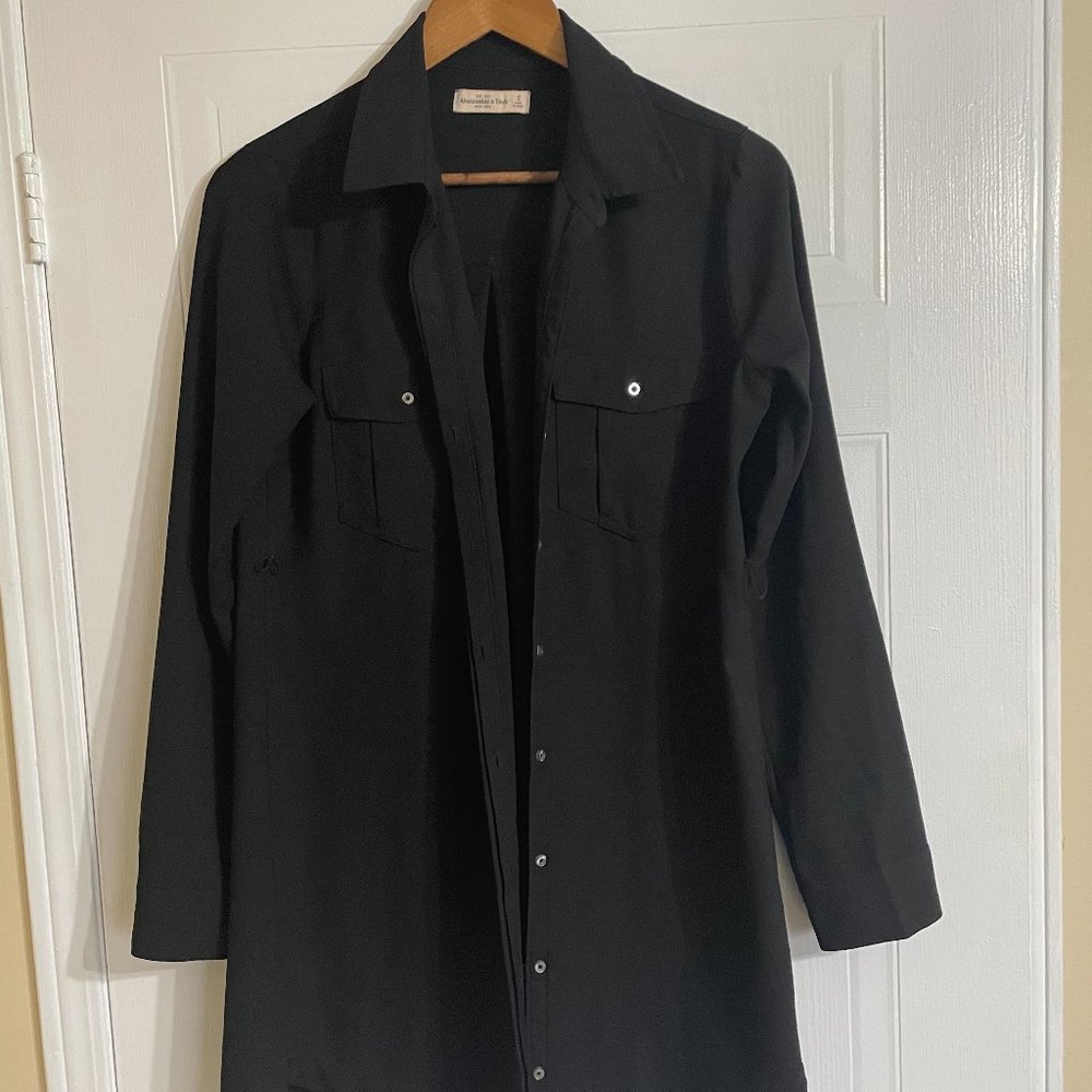Abercrombie & Fitch Black Pocketed Button Down Overshirt